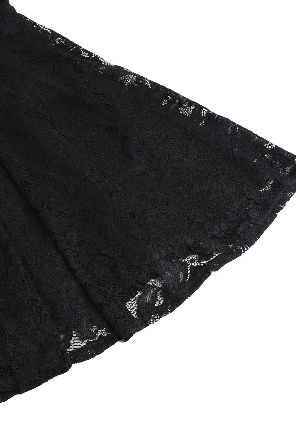 V Neck Black Lace Hepburn Style 1950 Dress