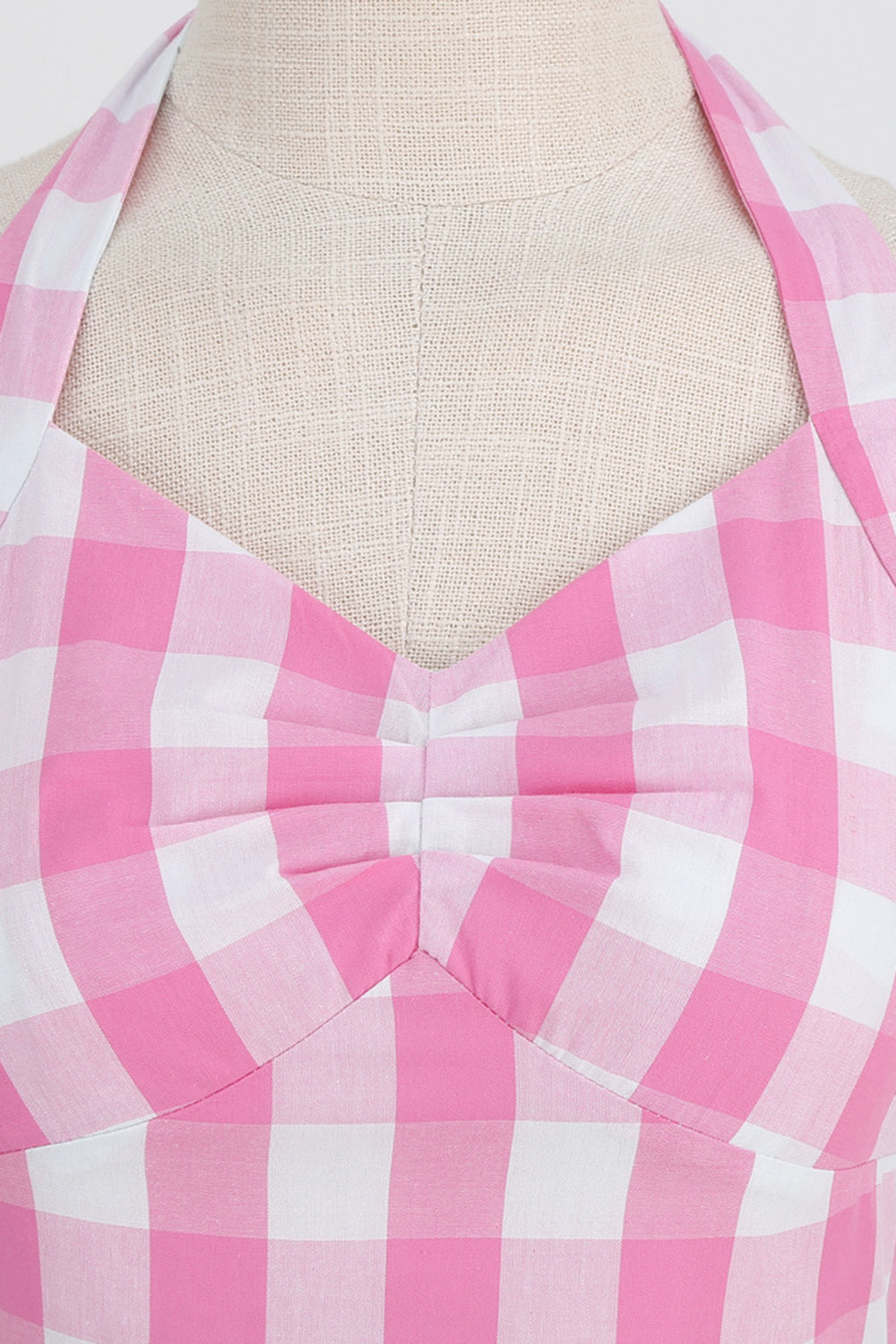 Halter Plaid Vintage kjole med sløyfe