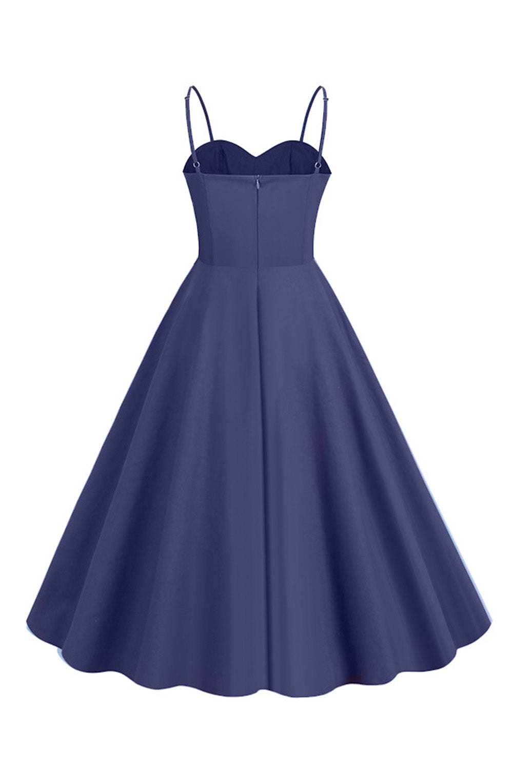 Lyseblå Polka Dots Spaghetti stropper 1950-tallet kjole