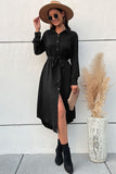 Lange ermer A Line Black Button Summer Dress