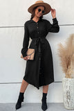Lange ermer A Line Black Button Summer Dress