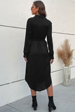 Lange ermer A Line Black Button Summer Dress