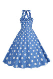 Rosa Polka Dots Pin Up Vintage 1950 Kjole