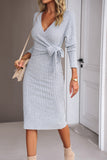 Grønn Long Sleeveles V-hals Casual Dress
