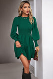 Rosa lange ermer En linje Casual kjole med Ruffles