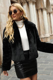 Black Shawl Lapel Beskåret Kvinner Faux Fur Coat