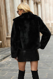 Black Shawl Lapel Beskåret Kvinner Faux Fur Coat
