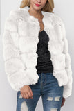 Grey Shawl Lapel Beskåret Kvinner Faux Fur Coat