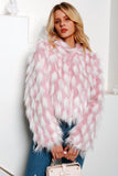 Rosa lappeteppe beskåret kvinner Faux Fur Coat
