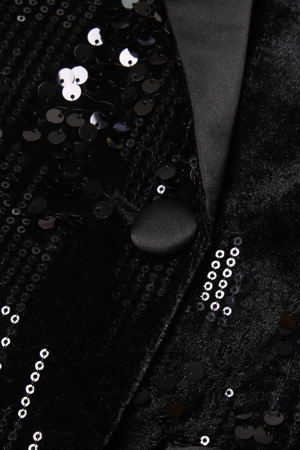 Sparkly Black Peak Lapel Sequins Women Blazer med fjær