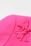 Fuchsia Double Breated Peak Lapel Women Blazer med blomster