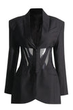 Svart korsett sjal jakke kvinner blazer