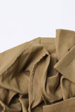 Khaki hakket lapel ruffled lang trenchcoat