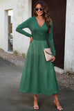 Svart En linje Lange ermer Casual Dress