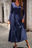 Svart En linje Lange ermer Casual Dress