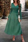 Svart En linje Lange ermer Casual Dress