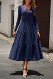 Svart En linje Lange ermer Casual Dress