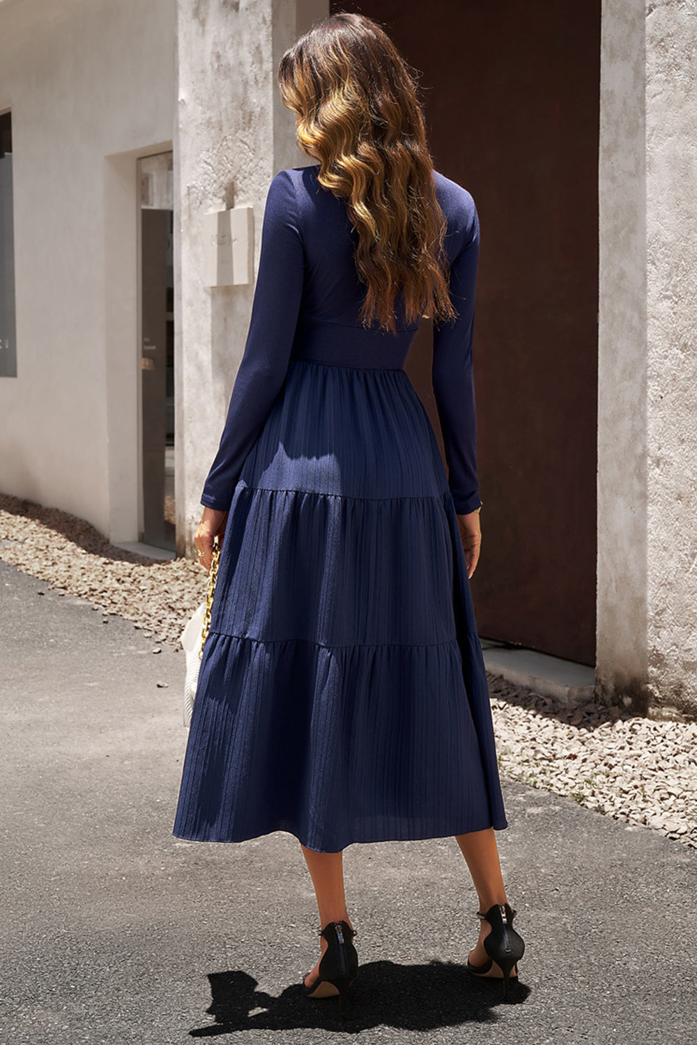 Svart En linje Lange ermer Casual Dress