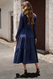 Svart En linje Lange ermer Casual Dress