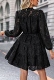 Svart En linje Lange ermer Casual Dress