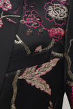 Svart Jacquard Sateng Hakket Lapel Blazer
