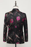 Svart Jacquard Sateng Hakket Lapel Blazer