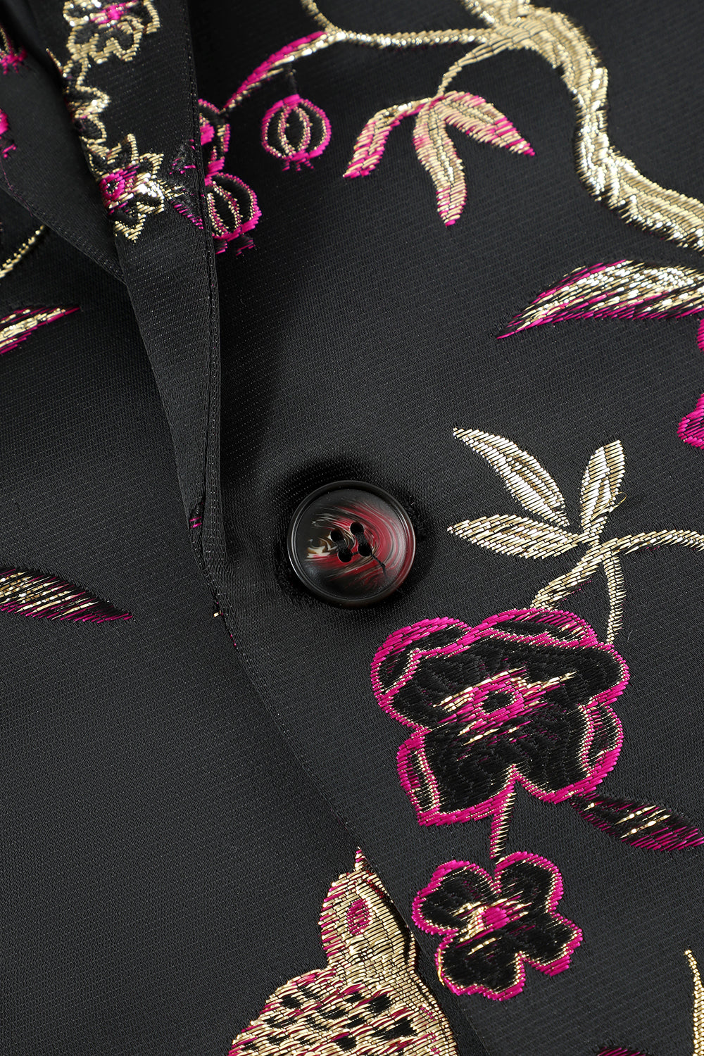 Svart Jacquard Sateng Hakket Lapel Blazer