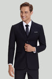 svart tredelt dress for menn med hakket jakke
