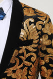 menns blazer slank passform solid en knapp business gull dress jakke