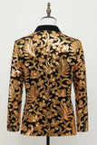 menns blazer slank passform solid en knapp business gull dress jakke