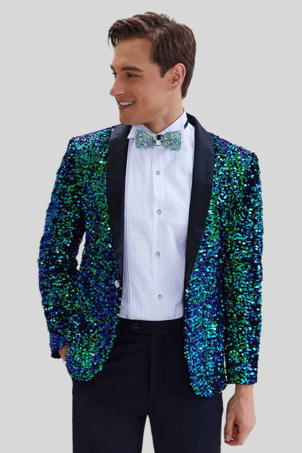 grønn paljett menns blazer jakke