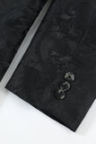Svart Jacquard Sateng Notched Lapel Herre Blazer