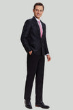 Svart Jacquard Sateng Hakket Lapel Blazer