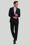 Svart Jacquard Sateng Hakket Lapel Blazer