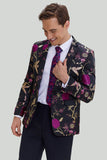Svart Jacquard Sateng Notched Lapel Homecoming Blazer