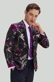 Svart Jacquard Sateng Notched Lapel Homecoming Blazer