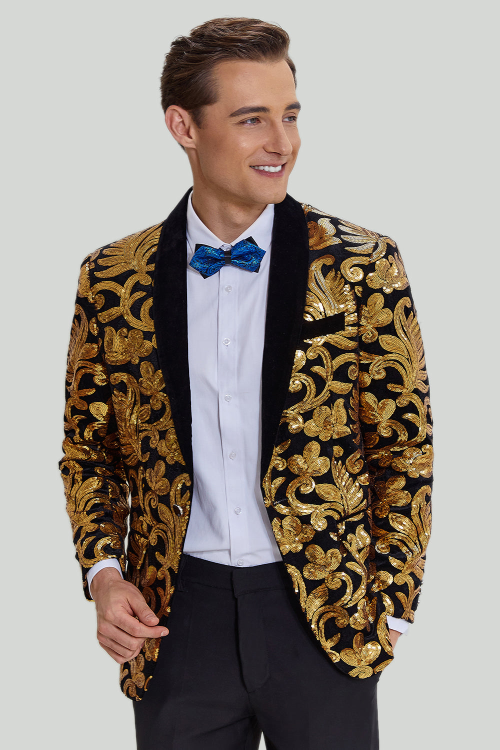 gull menns blazer slank passform solid en knapp business dress jakke