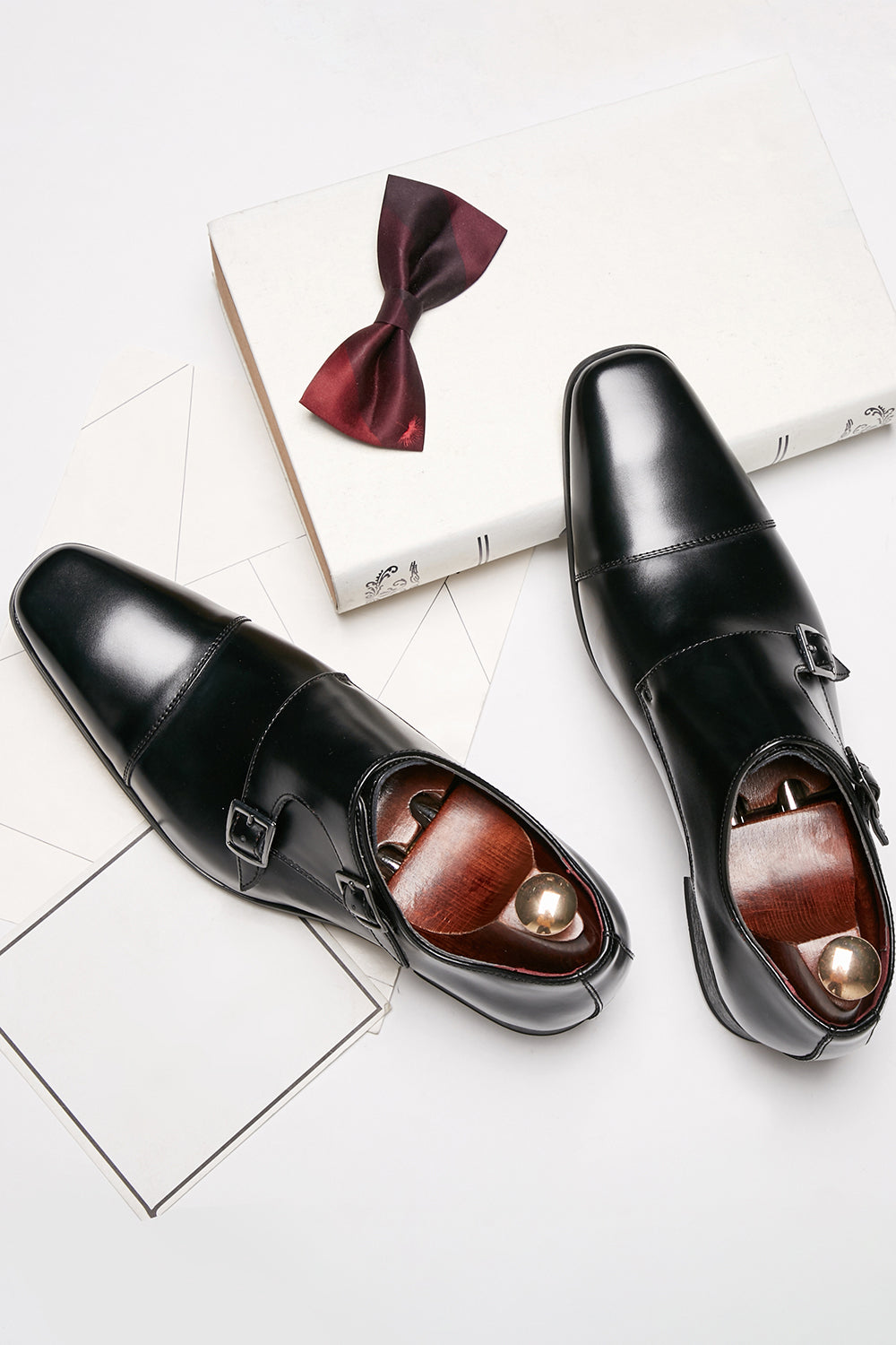 svart munk stropp menns skinn slip-on kjole sko