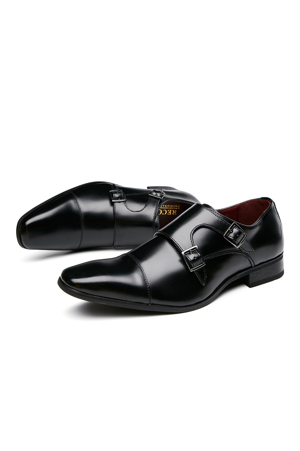 svart munk stropp menns skinn slip-on kjole sko