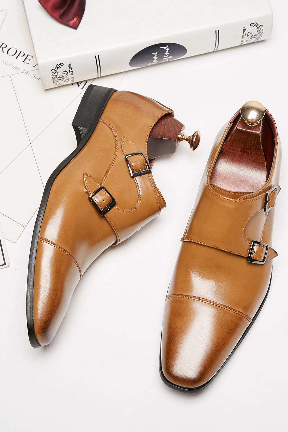 svart munk stropp menns skinn slip-on kjole sko