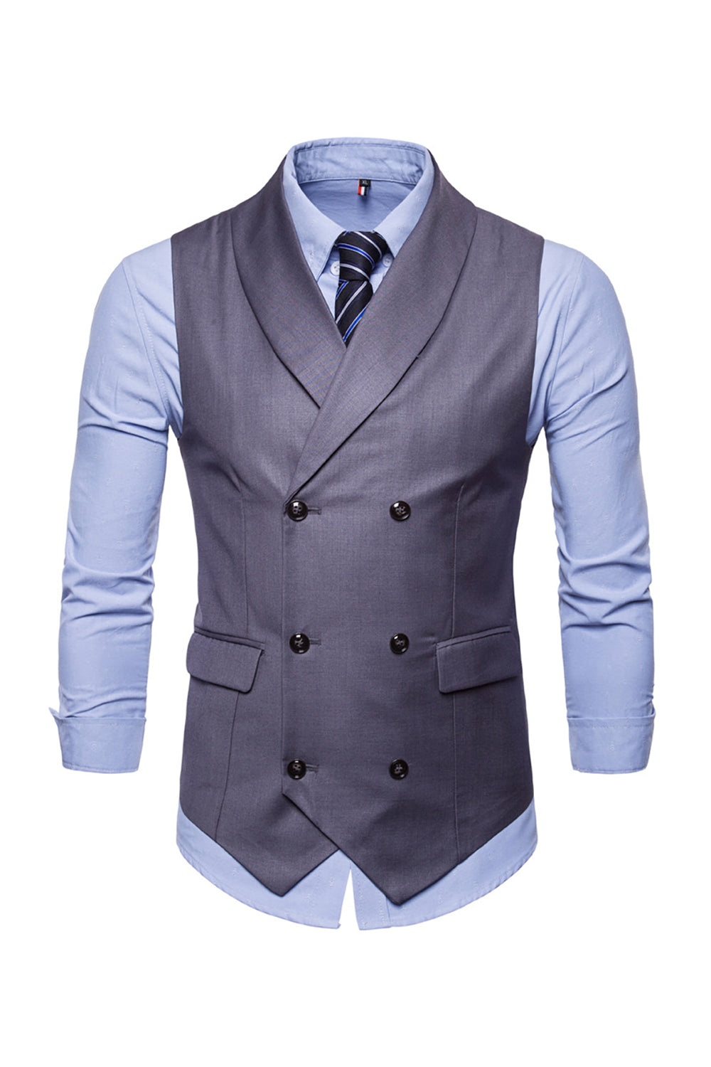 svart dobbel breasted sjal lapel menns dress vest