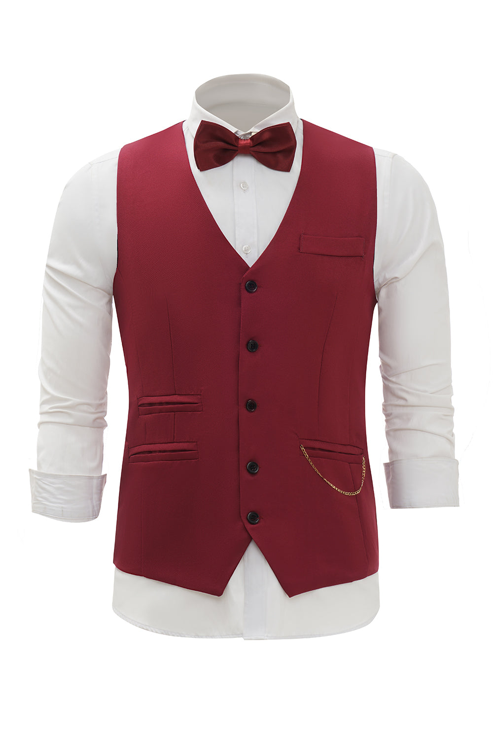 Burgunder Shawl Lapel Single Breasted menn Suit Vest