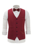 Burgunder Shawl Lapel Single Breasted menn Suit Vest
