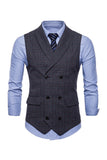 grå pinstripe dobbel breasted sjal lapel menns dress vest