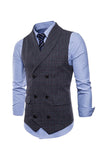 grå pinstripe dobbel breasted sjal lapel menns dress vest