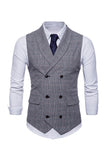 grå pinstripe dobbel breasted sjal lapel menns dress vest