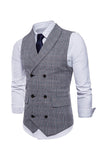 grå pinstripe dobbel breasted sjal lapel menns dress vest