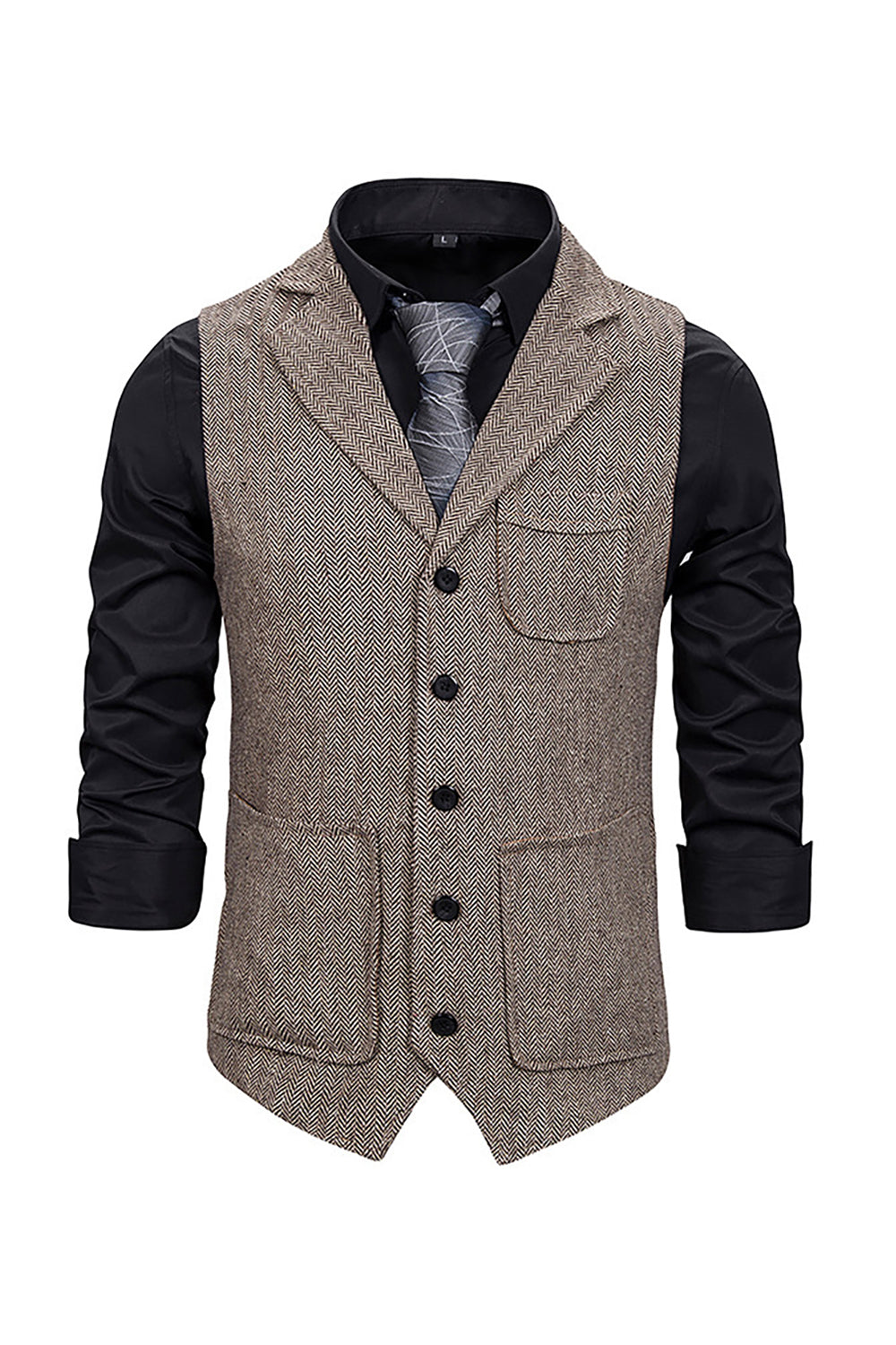 brun tweed single breasted hakket jakke menns dress vest