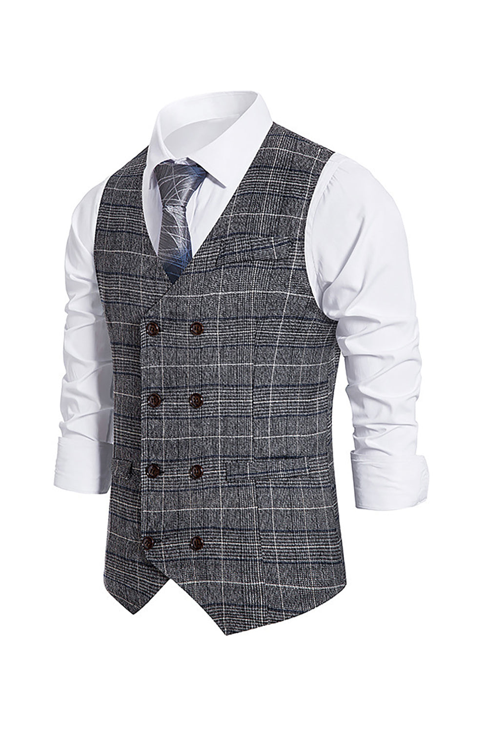 brun pinstripe dobbel breasted sjal lapel menns dress vest