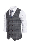 brun pinstripe dobbel breasted sjal lapel menns dress vest